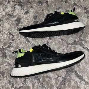John Richmond Sz 40 Black Lime White Womens Athletic Shoes Low Top Runner